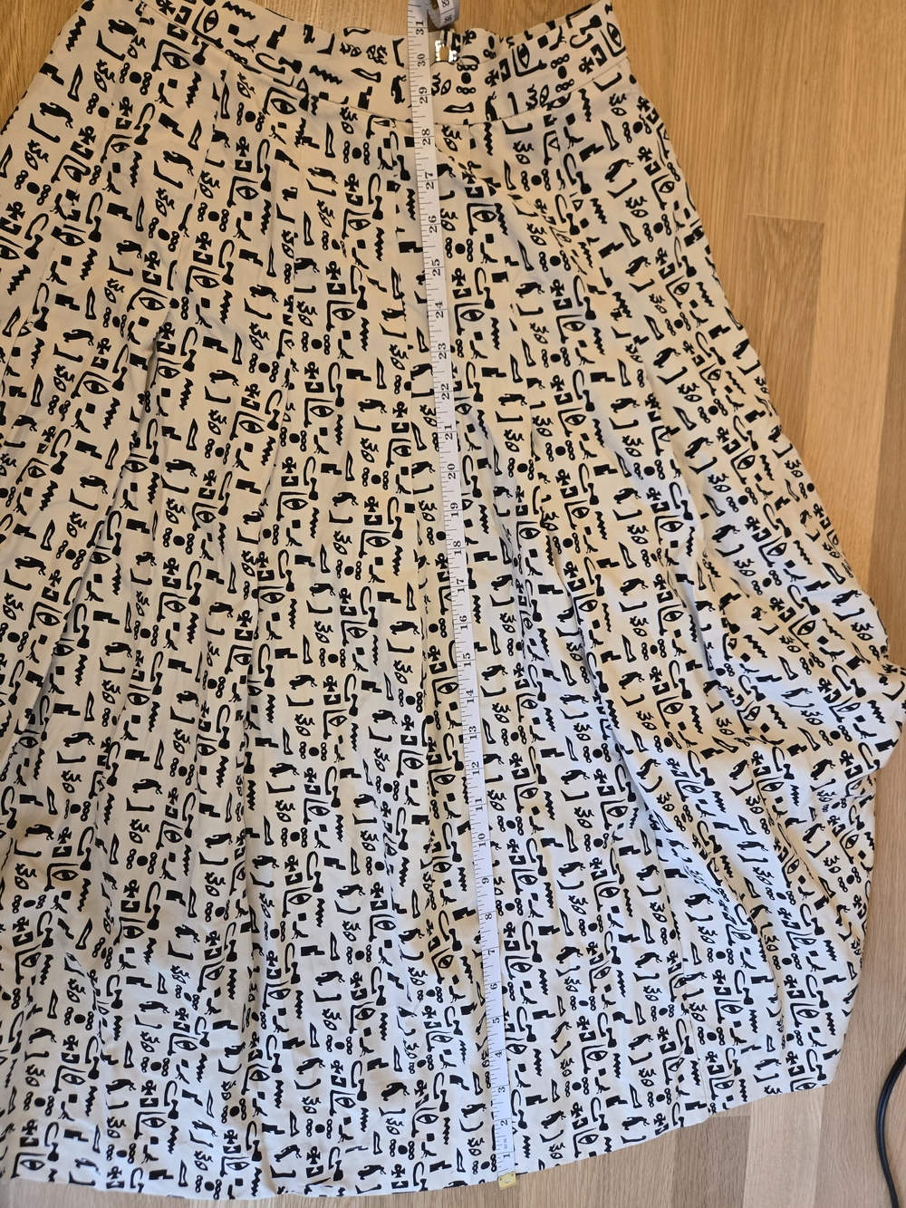 100% Silk Hieroglyphic Pleated Skirt